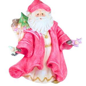 Handmade Ceramic Santa Figurine with Bag of Toys, Vintage Holiday Decor